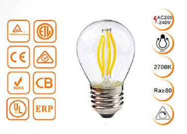 bulbos decorativos do diodo emissor de luz do filamento de 4W G45 Dimmable com vidro dourado/claro